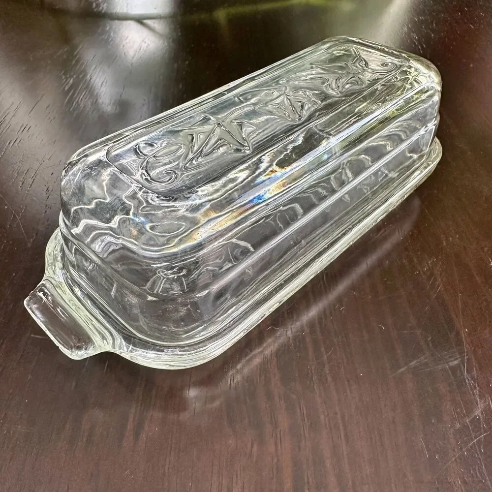 Vintage Hazel Atlas Butter Dish Ivy Leaf Pattern 1/4 lb Butter Stick Size